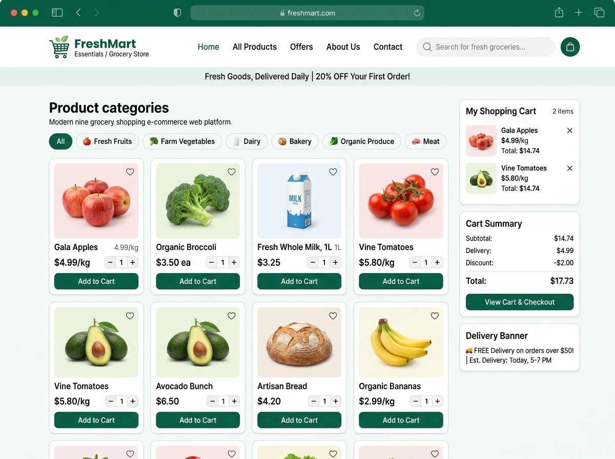 Online Grocery Shopping Interface Preview